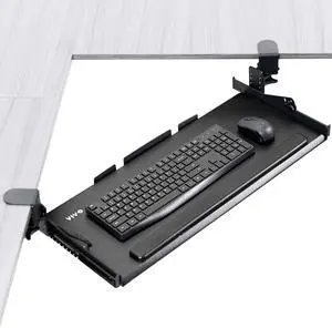 VIVO Premium 27" x 11" Keyboard Tray w/ Height Adjustment, Tilt, Swivel Clamps for Corner Mounting, Black, MOUNT-KB05HT
