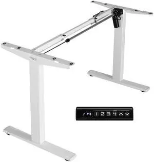 VIVO White Electric Stand Up Desk Frame, Single Motor Standing Adjustable Base