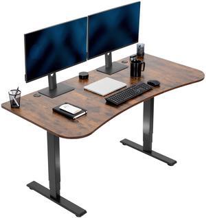 VIVO Vintage Brown / Black 63 x 32 Electric Height Adjustable Stand Up Desk