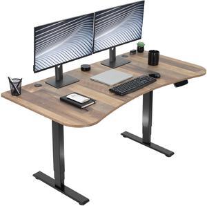 VIVO Reclaimed Wood / Black 63 x 32 Electric Height Adjustable Stand Up Desk