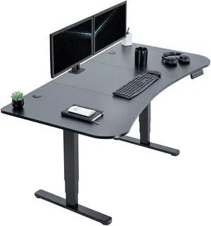 VIVO Electric 63" x 32" Stand Up Desk, Black Carbon Fiber Top, Black Frame