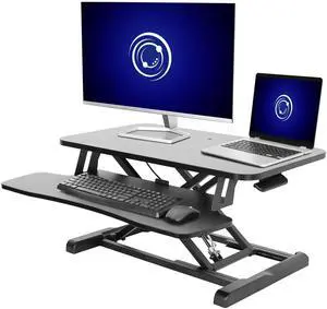 VIVO Black Height Adjustable 28" Standing Desk Monitor Riser, Sit Stand Desktop Converter (DESK-V028KB)