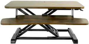 VIVO Vintage Brown Height Adjustable 28" Standing Desk Monitor Riser Tabletop