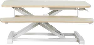 VIVO Light Wood Height Adjustable 28" Standing Desk Monitor Riser, Sit Stand Converter, White Frame, DESK-V028KF