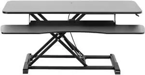 VIVO Black Carbon Fiber Height Adjustable 42" Standing Desk Monitor Riser
