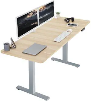 VIVO Electric 71 x 30 Stand Up Desk, Light Wood Table Top, Gray Frame