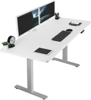 VIVO Electric 71 x 30 Stand Up Desk Workstation, White Table Top, Gray Frame