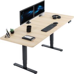 VIVO Electric 71 x 30 Stand Up Desk, Light Wood Table Top, Black Frame