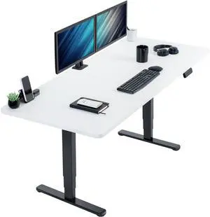 VIVO Electric 71 x 30 Stand Up Desk Workstation, White Table Top, Black Frame