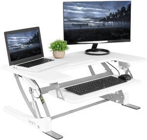 VIVO White Height Adjustable Stand up Desk Converter | 36" Sit to Stand Tabletop Monitor Riser (DESK-V000VW)