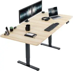 VIVO Electric 71 x 36 Standup Desk with Memory Controller, Light Wood Table Top, Black Frame (DESK-KIT-2B7C-36)