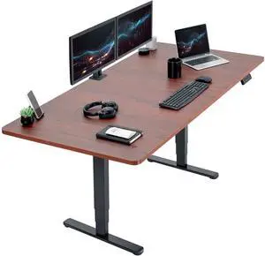 VIVO Electric 71 x 36 Stand Up Desk, Dark Walnut Table Top, Black Frame