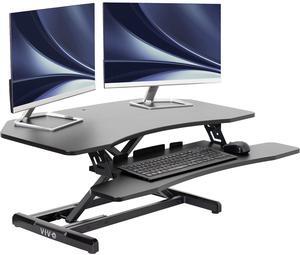 VIVO Black Corner Height Adjustable 38" Standing Desk Tabletop Monitor Riser