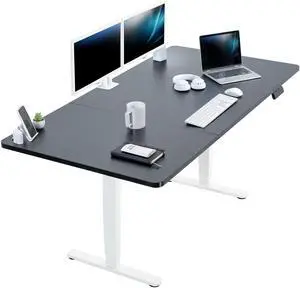 VIVO Electric 71 x 36 Stand Up Desk, Black Table Top, White Frame