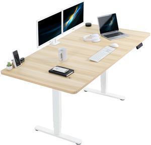 VIVO Electric 71 x 36 Stand Up Desk, Light Wood Table Top, White Frame