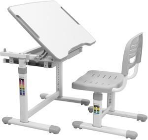 VIVO Height Adjustable Childrens Desk & Chair Kids Interactive Work Station Grey