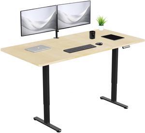 VIVO Electric Dual Motor 71 x 36 Standing Desk, Light Wood Table Top, Black Frame, DESK-KIT-E2B7C-36