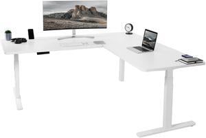 VIVO Electric 77" x 71" Corner Stand Up Desk, White Table Tops, White Frame