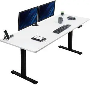 VIVO Electric 83 x 30 Stand Up Desk Workstation, White Table Top, Black Frame