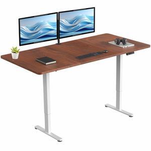 VIVO Electric Dual Motor 71 x 36 Standing Desk, Dark Walnut Table Top, White Frame, DESK-KIT-E2W7D-36