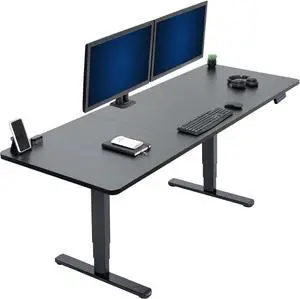 VIVO Electric 83 x 30 Stand Up Desk Workstation, Black Table Top, Black Frame