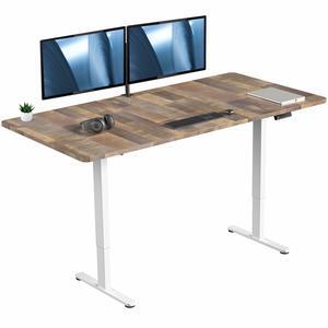 VIVO Electric Dual Motor 71 x 36 Desk, Reclaimed Wood Top, White Frame