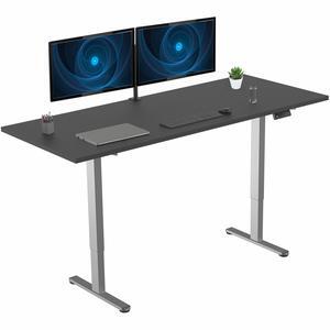 VIVO Electric Dual Motor 71 x 30 Standing Desk, One-Piece Black Table Top, Gray Frame, DESK-KIT-E2G71S-B