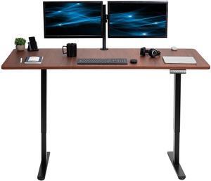 VIVO Electric Dual Motor 71 x 30 Standing Desk, Dark Walnut Table Top, Black Frame, DESK-KIT-E2B7D