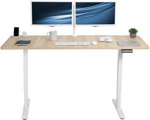 VIVO Electric Dual Motor 71 x 30 Standing Desk, Light Wood Table Top, White Frame, DESK-KIT-E2W7C