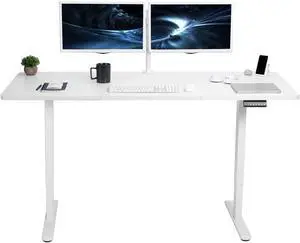 VIVO Electric Dual Motor 71 x 30 Standing Desk, White Table Top, White Frame, DESK-KIT-E2W7W