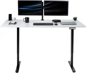 VIVO Electric Dual Motor 71 x 30 Standing Desk, White Dry Erase Table Top, Black Frame, DESK-KIT-E2B7WE