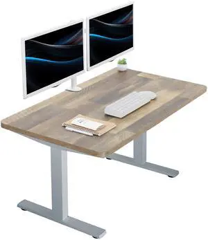 VIVO Electric 43 x 24 Stand Up Desk | Reclaimed Wood Table Top, Gray Frame