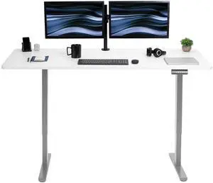VIVO Electric Dual Motor 71 x 30 Standing Desk, White Table Top, Gray Frame, DESK-KIT-E2G7W