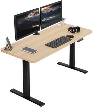 VIVO Electric 60 x 24 Stand Up Desk | Light Wood Table Top, Black Frame
