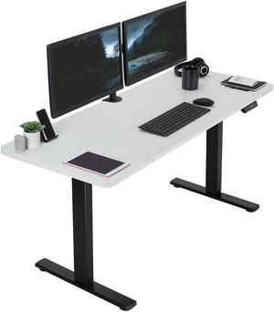 VIVO Electric 60 x 24 Stand Up Desk | White Table Top, Black Frame