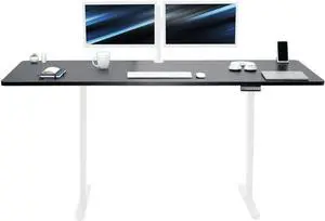 VIVO Electric Dual Motor 83 x 30 Standing Desk, Black Table Top, White Frame, DESK-KIT-E2W84-30B
