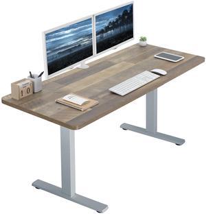 VIVO Electric 60 x 24 Stand Up Desk | Reclaimed Wood Table Top, Gray Frame