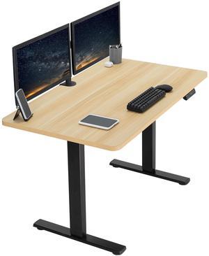 VIVO Electric 48" x 30" Stand Up Desk, Light Wood Table Top, Black Frame