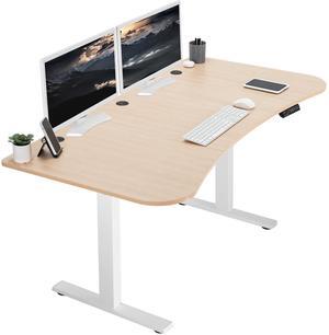 VIVO Electric 63 x 32 Standup Desk w/ Memory Controller, Light Wood Table Top, White Frame (DESK-KIT-1W1C)