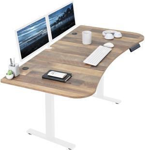 VIVO Electric 63 x 32 Standup Desk w/ Memory Controller, Reclaimed Wood Table Top, White Frame (DESK-KIT-1W1P)