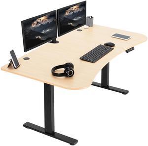 VIVO Electric 63 x 32 Standup Desk w/ Memory Controller, Light Wood Table Top, Black Frame (DESK-KIT-1B1C)