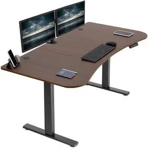 VIVO Electric 63 x 32 Stand Up Desk, Dark Walnut Table Top, Black Frame