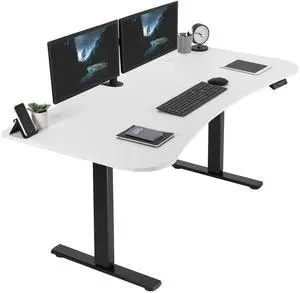 VIVO Electric 63 x 32 Stand Up Desk, White Table Top, Black Frame