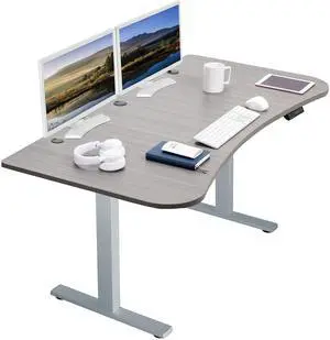 VIVO Electric 63 x 32 Stand Up Desk, Dark Gray Table Top, Gray Frame