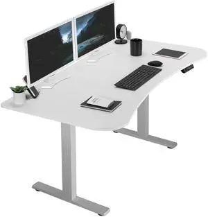 VIVO Electric 63 x 32 Stand Up Desk, White Table Top, Gray Frame