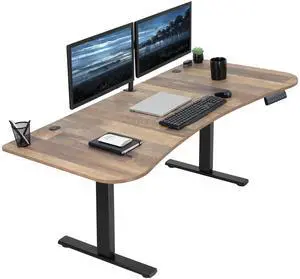 VIVO Electric 63 x 32 Standup Desk w/ Memory Controller, Reclaimed Wood Table Top, Black Frame (DESK-KIT-1B1P)