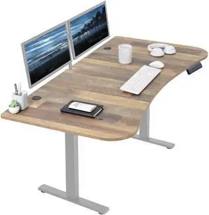 VIVO Electric 63 x 32 Standup Desk w/ Memory Controller, Reclaimed Wood Table Top, Gray Frame (DESK-KIT-1G1P)