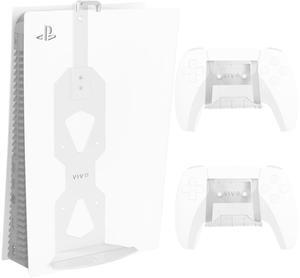 VIVO White Steel Wall Mount Designed for PS5 Console, 2 Controller Mounts