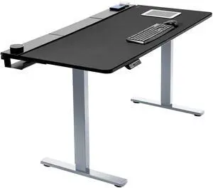 VIVO Electric 60" x 30" Stand Up Desk, Black Concealed Cable Table Top, Full-Sized Pad, Gray Frame, DESK-KIT-1G6-P3B