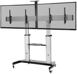 VIVO Ultra Heavy Duty Mobile Rolling TV Stand for Flat Screens 32" to 70" | Adjustable Dual TV Cart Mount (STAND-TV12H)
